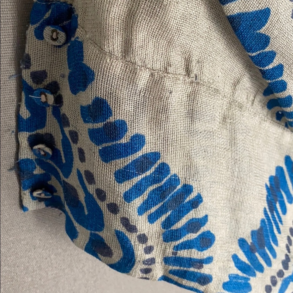 L.A.M.B. Blue and Cream Printed Short Sleeve Top - Picture 4 of 7
